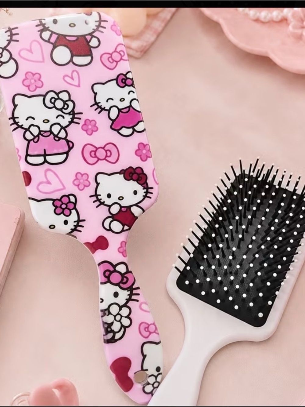Hello Kitty Pink Patterned Paddle Hair Brush for Kids